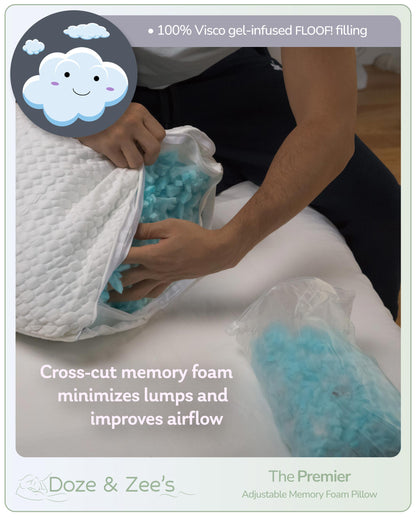 Cross-cut memory foam minimizes lumps and improves airflow